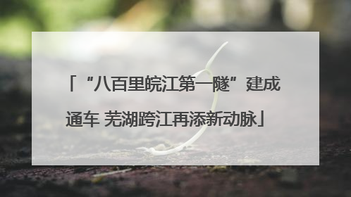 “八百里皖江第一隧”建成通车 芜湖跨江再添新动脉
