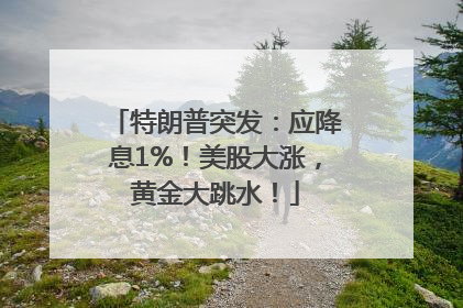 特朗普突发：应降息1%！美股大涨，黄金大跳水！