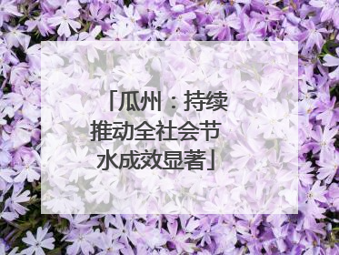 瓜州：持续推动全社会节水成效显著