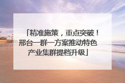 精准施策，重点突破！邢台一群一方案推动特色产业集群提档升级