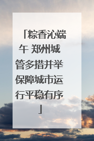 粽香沁端午 郑州城管多措并举保障城市运行平稳有序