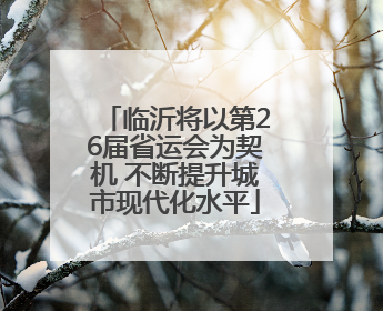 临沂将以第26届省运会为契机 不断提升城市现代化水平