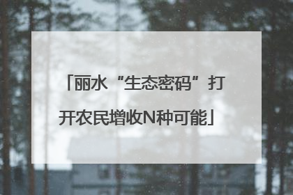 丽水“生态密码”打开农民增收N种可能