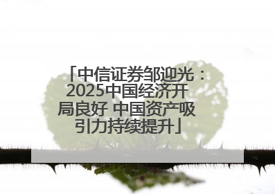 中信证券邹迎光：2025中国经济开局良好 中国资产吸引力持续提升