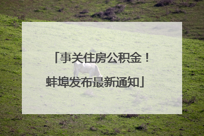 事关住房公积金！蚌埠发布最新通知
