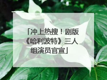 冲上热搜！剧版《哈利波特》三人组演员官宣