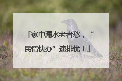 家中漏水老者愁，“民情快办”速排忧！