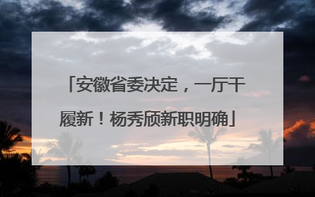 安徽省委决定，一厅干履新！杨秀颀新职明确
