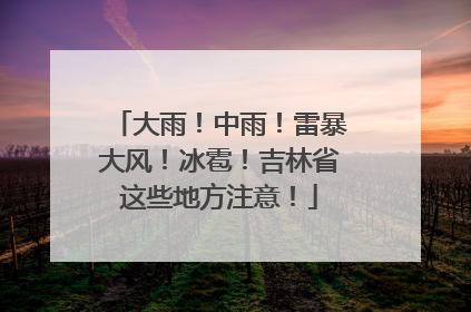 大雨！中雨！雷暴大风！冰雹！吉林省这些地方注意！