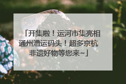 开集啦！运河市集亮相通州漕运码头！超多京杭非遗好物等您来~