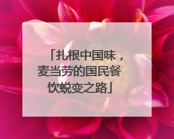 扎根中国味，麦当劳的国民餐饮蜕变之路