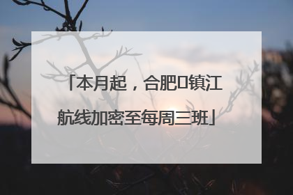 本月起，合肥⇋镇江航线加密至每周三班