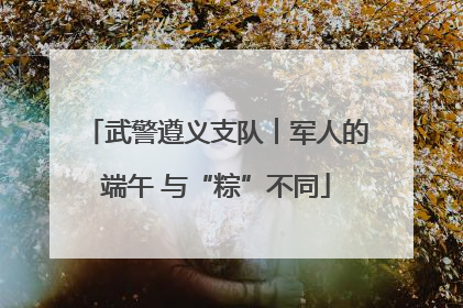 武警遵义支队︱军人的端午 与“粽”不同