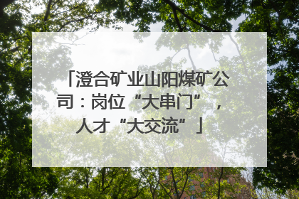 澄合矿业山阳煤矿公司：岗位“大串门”，人才“大交流”