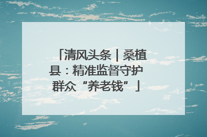 清风头条｜桑植县：精准监督守护群众“养老钱”