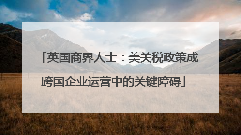 英国商界人士：美关税政策成跨国企业运营中的关键障碍