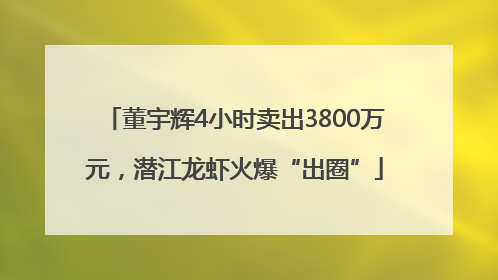 董宇辉4小时卖出3800万元，潜江龙虾火爆“出圈”