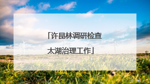 许昆林调研检查太湖治理工作