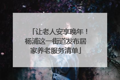 让老人安享晚年！杨浦这一街道发布居家养老服务清单