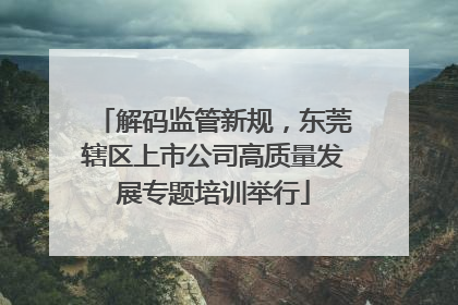 解码监管新规，东莞辖区上市公司高质量发展专题培训举行