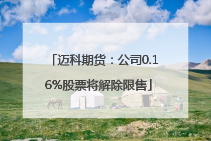 迈科期货：公司0.16%股票将解除限售