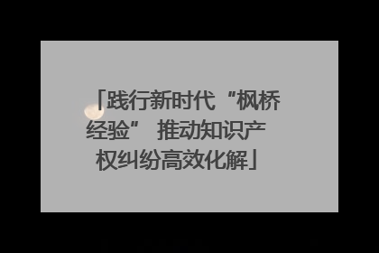 践行新时代“枫桥经验” 推动知识产权纠纷高效化解