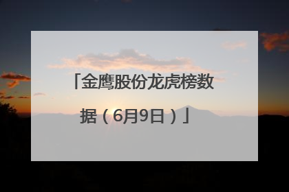 金鹰股份龙虎榜数据（6月9日）