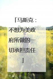 马斯克：不想为美政府所做的一切承担责任