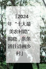 2024年“十大最美农村路”揭晓，条条通往诗画乡村