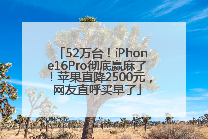 52万台！iPhone16Pro彻底赢麻了！苹果直降2500元，网友直呼买早了